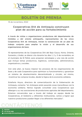 Cooperativas DIA de Antioquia construyen plan de acción para su fortalecimiento